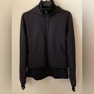 NEW $129 ZELLA Onward Hybrid Zip Up Hoodie Athletic Jacket in Black Size XS